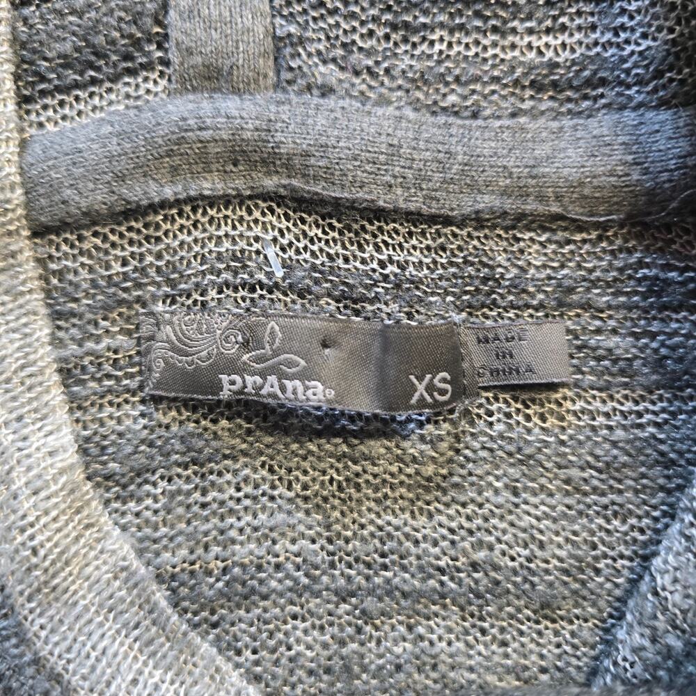 Prana Sweater Womens Size XS Black Gray Striped Hoodie Knit Long Sleeve Comfort - Picture 4 of 9